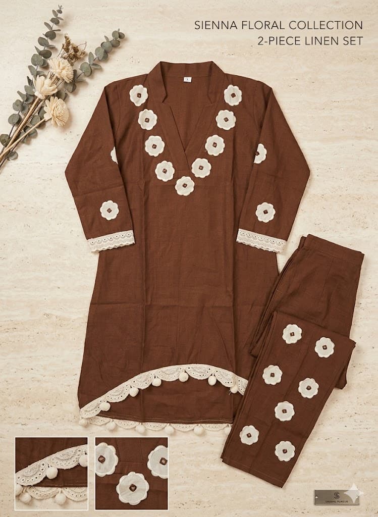 Brown CordSet with lase detailing